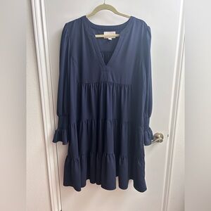 Pomander Place Tuckernuck Navy Blue  Kenzo Dress sz XXL Tiered Mini Dress V36